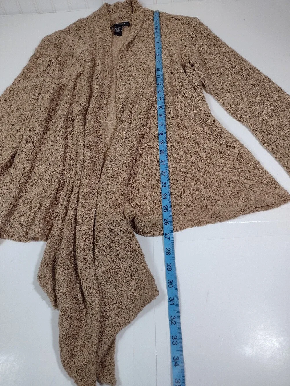 Cable & Gauge Women's Open-Front Beige Women's Sweater Cardigan Open Front Size